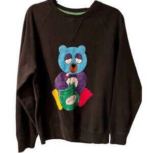 Smokers Club bear Sweatshirt Mens sz S world wide Rollers Hipster Crewneck